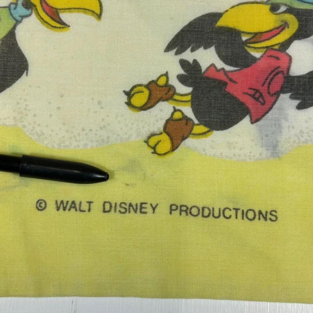 Vintage Walt Disney Productions Dumbo Flying Elephant Yellow Pillowcase Retro